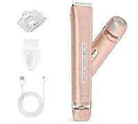 Bikini Trimmer for Women, Painless Dual Head Shaver for Sensitive Skin, IPX7 Waterproof for Safe Shower, USB-C, Detachable Head, Portable 2 in 1 Electric Razors for Pubic Hair, Rose Gold