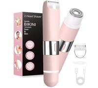Bikini Trimmer Women 2-in-1 Facial Hair Remover for Women,USB-C Razors Woman,Dual Head Shaver Woman with Smart Light for Intimate,Lady Shavers for Woman Pubic Hair for Lip Underarm Body,Travel Lock