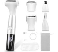 Bikini Trimmer Women - Lady Shavers for Women 5 in 1, Rechargeable Cordless Electric Lady Razor, IPX7 Waterproof Wet Dry, Pubic Hair Intimate Trimmer for Body Nose Hair Eyebrow Face Lip Legs Underarm