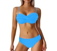 Bikini Women's Sexy Bikini Sets Halterneck Strapless Bandeau Push Up Front Tie Dye Bikinis Set 26 Piece Swimsuit Summer Sexy Bikinis Sets Beach Push Up Bathing Suit Swimwear Beachwear Sky Blue