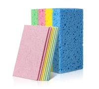 Bikirin 4Pcs Cellulose Sponges, Heavy Duty Scrub Kitchen Sponges, Non Scratch Natural Dish Sponge for Kitchen Bathroom Cars, Funny Cut-Outs DIY for Kids (4Pcs)