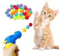 Bikirin Cat Toys Interactive for Indoor Cats, Plush Ball Shoot Gun for Kitty, Mini Foam Ball Shooting Gun Fun Toys for Indoor Peppy Pet (1 Cat Ball Launcher + 20Pcs 1.2in Cat Toy) (20 Ball Set)