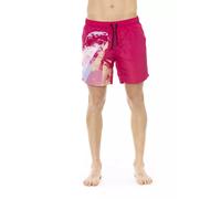 Bikkembergs Mens Swim Trunks Geometric Figure Print - Poppy - Size X-Large