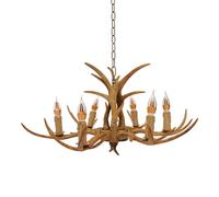 Biknltio Antler Chandelier Faux Antler Ceiling Light Vintage Chandelier with 6 Spiral Lamp of E14 for Living Room Bar Cafe Corridor (Type B)