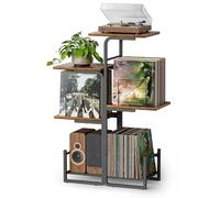 Bikoney Record Player Stand with Large Vinyl Storage, Vintage Turntable Table with LP Record Display Shelf, Planter-Style Vinyl Storage Cabinet for Living Room, Bedroom & Small Spaces