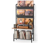 Bikoney Vinyl Record Storage Cabinet - Turntable Stand with Record Holder, Vinyl Wall Mount for up to 300 Albums, Display Shelf Bigger Storage
