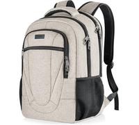 BIKROD Backpack for Women and Men, Extra Large School Backpacks for Teens, Water Resistant Back Pack with USB Charging Port Fits 17 Inch Laptop, Business Anti Theft Sturdy Computer Bag Gifts, Beige