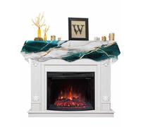 Bilagawa Table Runner Mantel Scarf Fireplace, Abstract Turquoise Marble Grain Modern Fireplace Scarf, Perfect Fireplace Cover for Holiday Party Home Decor, 70" Long