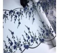 Bilateral Embroidered Lace Trim Net Embroidery Tulle Lace Fabric Mesh DIY Lace Sewing Fabric Bra Crafts for Lingerie Needle Work-Opt21 24cm 1Y,1 Yard