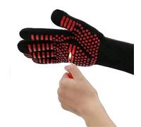 Bilayer High Temperature Resistant Gloves Grilling Gloves Silicone Non-Slip Oven Mitts Wear Resistance Barbecue Cooking Baking for Barbecue(1pair Men Red 1)