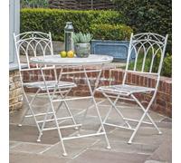 bilbao metal 2 seater bistro set in distressed white