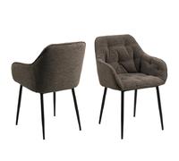 bilbao taupe fabric dining chairs with armrest in pair