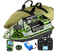 Bilbear GPS Fishing Bait Boat with 3 Independent Control Bait Hoppers Carp Fishing Bait Boat Carp Hook Post Boat,Fish finder with Sonar Sensor,Handbag (Camo Bait Boat Set)