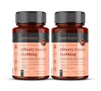 Bilberry Extract 10,000mg - High Strength 1000mg 10:1 Extract per Tablet - 2 Bottles (360 Tablets, 12 Month Supply) - 250mg Anthocyanidins & 5mg Black Pepper for 300% Better Absorption
