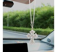 BildeeMait 2pcs Clay Gemstone Car Pendant, 17cm Elegant Hanging Ornament for Auto Interior Decoration, Available in White Pink Blue for Red