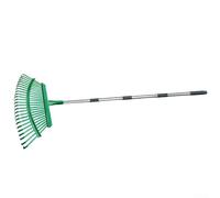 BildeeMait Adjustable Telescopic Handle Garden Rake Extending to 135 cm, Carbon Steel Lawn and Leaf Rake for Gardening for Easy Manoeuvre in Small Areas, Green