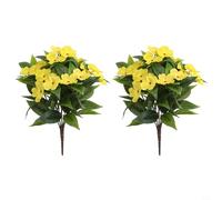 BildeeMait Artificial Impatiens Silk Flower Bouquet 38cm Cloth Material with Vibrant Color Options Indoor Outdoor Home Garden Wedding Decoration Set of 2(Yellow)