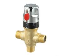 BildeeMait Brass Thermostatic Mixing Valve 1/2" Water Temperature Control 35-45°C Safety Button for Shower Sink Bath