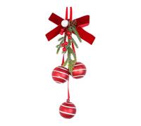 BildeeMait Christmas Ornament | Red White | Mantels Party Spaces Elevate | Tones Striped Polka-Dot Patterns | Festive Bell & Bow Design | Easy Single-Pack Setup
