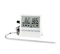 BildeeMait Digital Cooking Thermometer with Timer, Read Meat Food Temperature Tester for Oven BBQ Microwave, 304 Stainless Steel Probe, 0-250°C 32-482°F, Black(white)