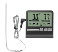 BildeeMait Digital Cooking Thermometer with Timer, Read Meat Food Temperature Tester for Oven BBQ Microwave, 304 Stainless Steel Probe, 0-250°C 32-482°F, Black(balck)