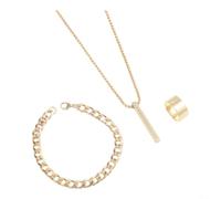 BildeeMait Gothic Arrow Necklace Set Black Stainless Steel for punk Jewelry for Women Men - 3 Piece Chain Bracelet Ring Y2K for grunge Style(C gold three)