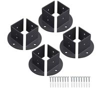 BildeeMait Heavy Duty Adjustable Post Base Bracket for 2x2 4x4 6x6 Inch Deck Fence Pergola, 2.8mm Thick Carbon Steel Support with Screws, Black, 8 Pack