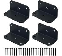 BildeeMait Metal Corner Brackets 4x2 Inch, 90 Degree L Angle Brackets for Wood with Holes, Sturdy Carbon Steel Sleeper Bracket for Chair Bookcase Door Frame Reinforcement, Black(4 Sets)