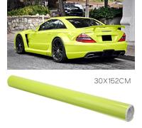 BildeeMait Neon Yellow Glossy Car Vinyl Wrap Film Roll, 30 x 152 cm, Easy-Apply Decal Vehicle Customization