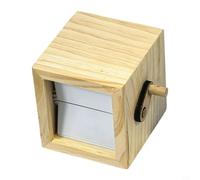 BildeeMait Personalized Flip Photo Box with LED Lights, Hand-Crank Animation Wood Frame 8 or 16 Pictures, Decorative Keepsake Home or(Natural Color-16 pcs)