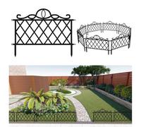 BildeeMait Plastic Garden Fence 6 Pieces Detachable Decorative Lawn Edging Border Flexible Landscape Barrier Weather Resistant Black 48x36cm