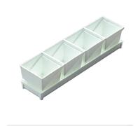 BildeeMait Plastic Window Sill Flower Pot Set with Breathable Drainage Holes Urban Herb and Vegetable Gardening, Space Saving Design with Rectangular Tray, White, 4 5 6 7 Pieces(10cm new model)