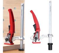 BildeeMait Quick for Ratchet Table Hole Clamp 3 4in Dog Holes, Woodworking Bench Vise with Self Aligning Jaw Non Marring Pad, Chrome Vanadium Steel, 160x60mm Throat Depth