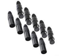 BildeeMait Stage Studio 5-Pin XLR Connectors 10pcs Secure | All-metal design, nickel-plated copper, robust PVC housing, 10pcs set, male and female