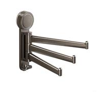 BildeeMait Suction Cup Towel Rack with Folding Swing Arms, Wall Mounted Towel Holder Bathroom & Kitchen, Grey(Gray)