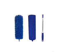 BildeeMait Telescopic Feather Microfiber Duster for Hard to Reach Areas High Ceiling Fan Blinds Machine Washable Head Lightweight Home Cleaning Kit Blue 3 Pack