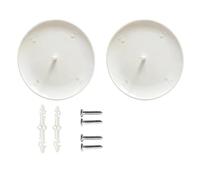 BildeeMait White Paintable Ceiling Hole Cover Plate 35 to 5 Inch Gaps, Round Electrical Box Cap with Mounting Brackets Light Fixture Fan, 2 Pack