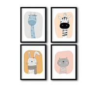 bilderreich Set of 4 posters children's room set decorative animal world 21 x 30 cm.