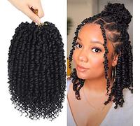 Bileaf 8 Packs Passion Twist Crochet Hair 10 Inch Pre-twisted Short Crochet Passion Twist Hair, Pre Looped Passion Twist Crochet Braids Bohemian Crochet Hair 1B