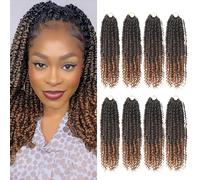 Bileaf Passion Twist Crochet Hair 12 Inch Braided Braids Bohemian Braiding Hair Curly Ends Crochet Hair for Black Women Ombre Color 1B-4-30 8 Packs