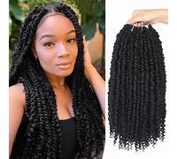 Bileaf Passion Twist Crochet Hair Pre-twisted 16 Inch Crochet Twist Hair 1B | Soft, Lightweight, Pre Looped Passion Twist Crochet Braids Bohemian Crochet Hair for Black Women 8 Pack