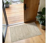 BILEEHOME Boho Kitchen Rug Washable,2x3 Non Slip Farmhouse Neutral Small Area Rug for Bathroom Bedroom Indoor Entrway Ultra Thin Fit Under Door,Tan Brown and Cream Beige