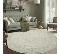 BILEEHOME Kitchen Living Room Bedroom Dining Room Vintage Rug Indoor Floor Cover Floral Print Blush Sage Green Circle Rug 4' Round
