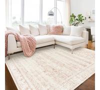 BILEEHOME Nursery Rug for Baby Girl Neutral Blush Pink Boho Floral Washable Soft Faux Wool Area Rugs for Living Room Bedroom,5x8