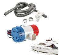 Bilge Pump Installation Kit, Bilge Pump Plumbing Kit - 12V Bilge Pump with 78.7 Flexible Hose | Thru-the-Hull Assembly and 2 Stainless Steel Clamps, Bilge Pump for Speed Boats, Yachts