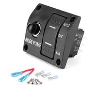 Bilge Pump Switch Panel, 3-Way Bilge Pump Switch Panel Auto/Off/Manual 12V 24V with LED Indicator Built-In 15A Circuit Breaker bilge pump 12v switch