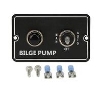 Bilge Pump Switch Panel Aluminum, 12 / 24V 15A with LED Indicator, Manual Auto Rocker Toggle - Multiple Protection, Durable Design, Ideal for Boat Marine Use