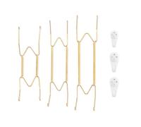 Bilillo 3 pcs Plate Hangers for The Wall, 10/12/14 Inch Invisible Decorative Wall Plate Hangers, Stainless Steel Plates Walls Hanger for Display Various Sizes with Hooks for Decorative (Gold)