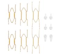 Bilillo 6 Pcs Plate Hangers for the Wall, 4/6/8 Inch Invisible Decorative Wire Plate Holders, Plate Hangers for Display Various Sizes with Wall Hooks for Decorative Plates and Arts Gold