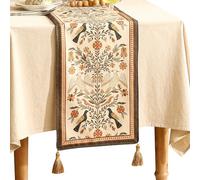 bilin gaier Rectangular Christmas Table Runner 118 Inches Long,Farmhouse Linen Orange Table Runners with Flower and Bird Floral,Fall Decorations for Home Thanksgiving Party.12×118"-Seville